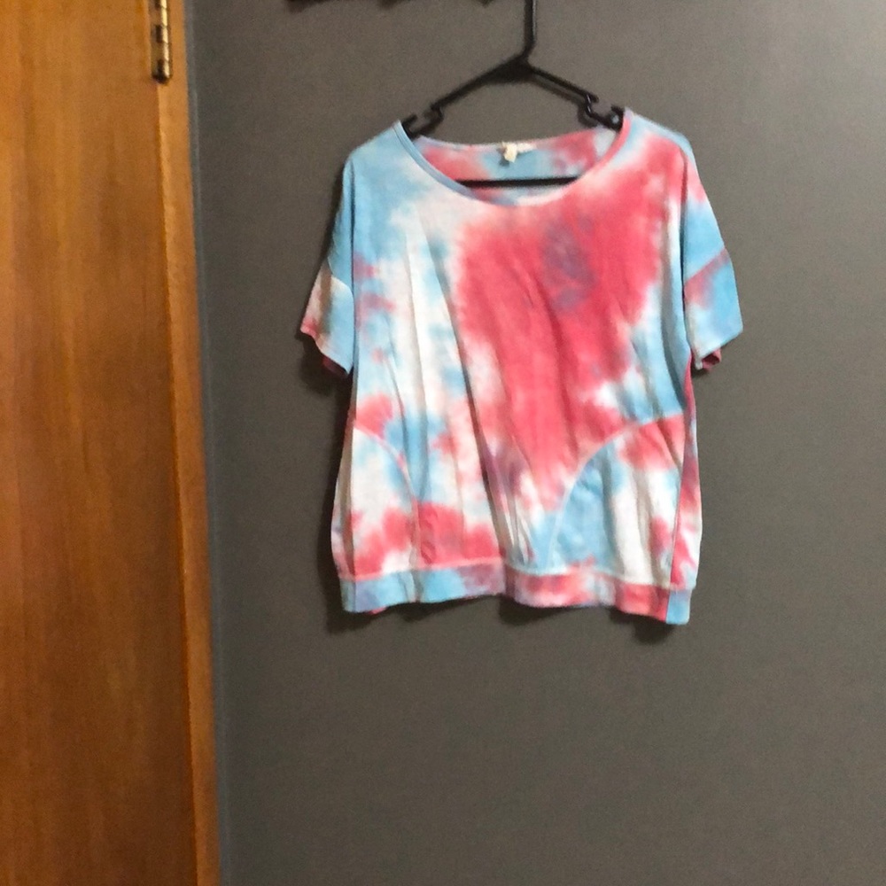 Women's Short Sleeve Tie-Dye Tee - Pink & Blue